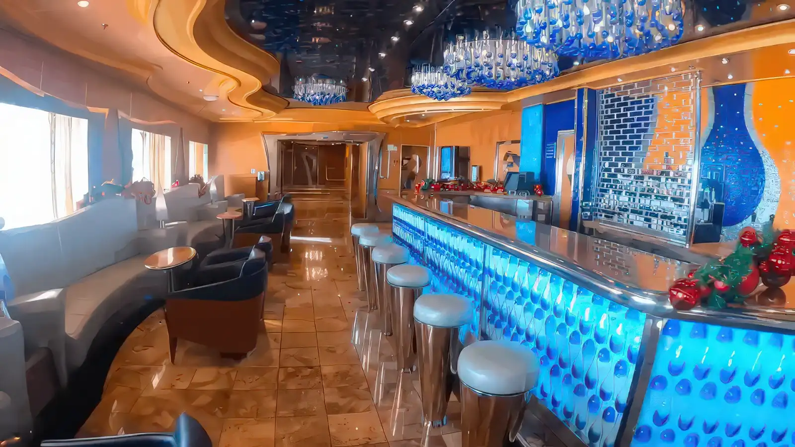 A stylish bar aboard a Costa ship