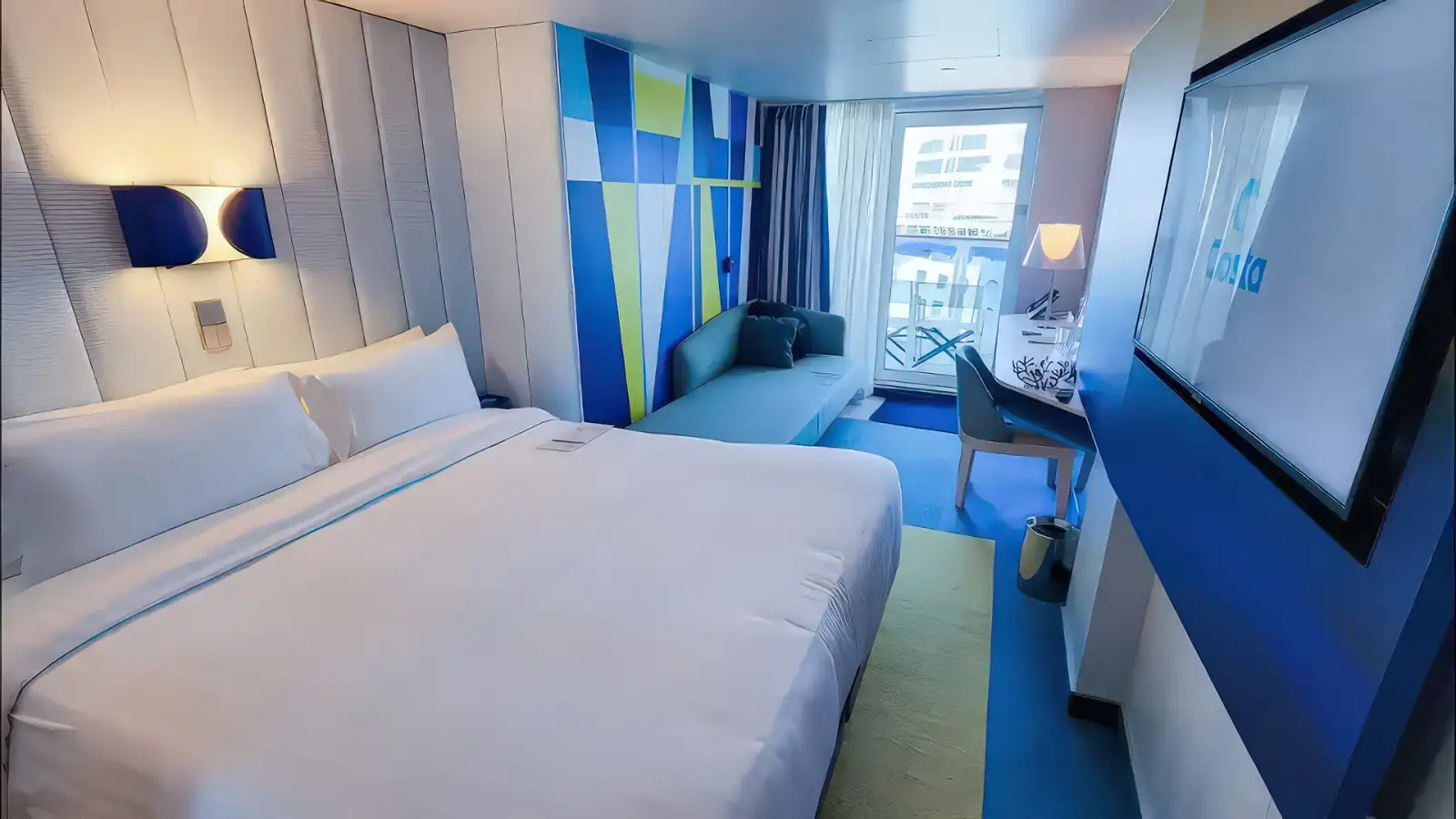 A Costa stateroom with warm contemporary styling