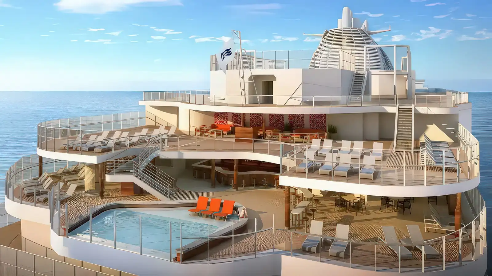 A Princess pool deck with loungers overlooking the sea