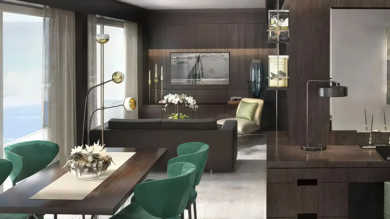 A Ritz-Carlton yacht suite opening onto a private terrace