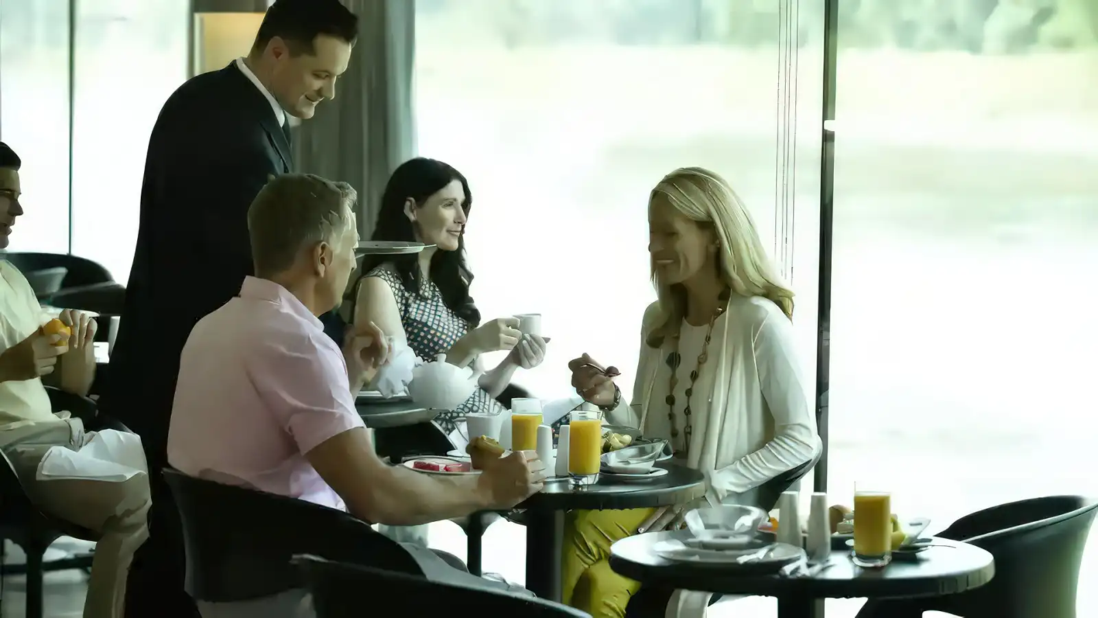 A fine-dining table setting aboard a Scenic Space-Ship