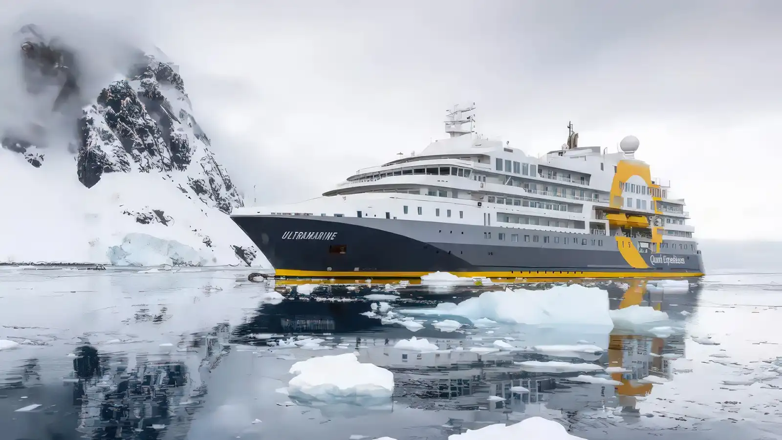 A Quark Expeditions ship navigating open polar water