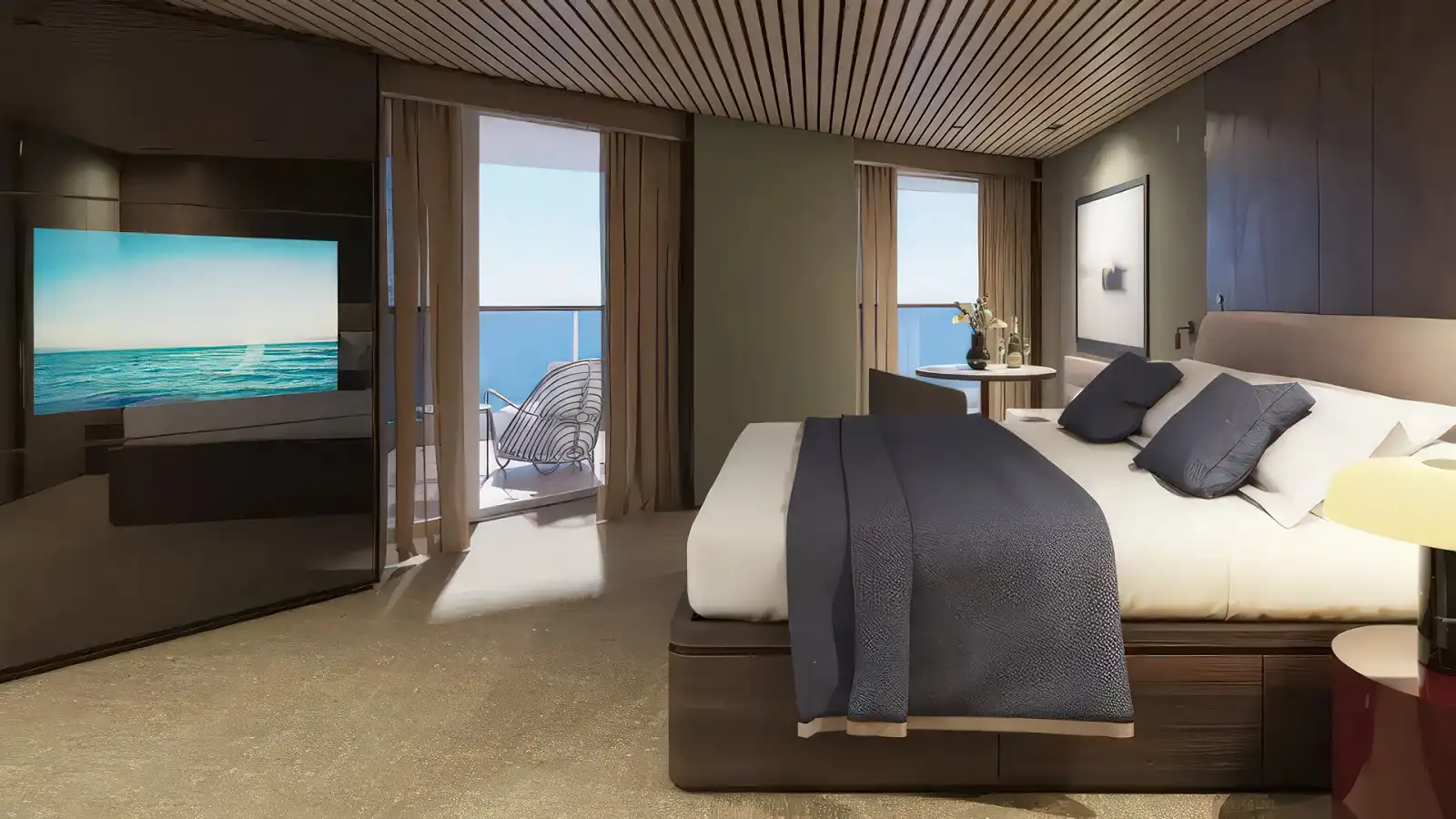 A Norwegian stateroom with a sea view