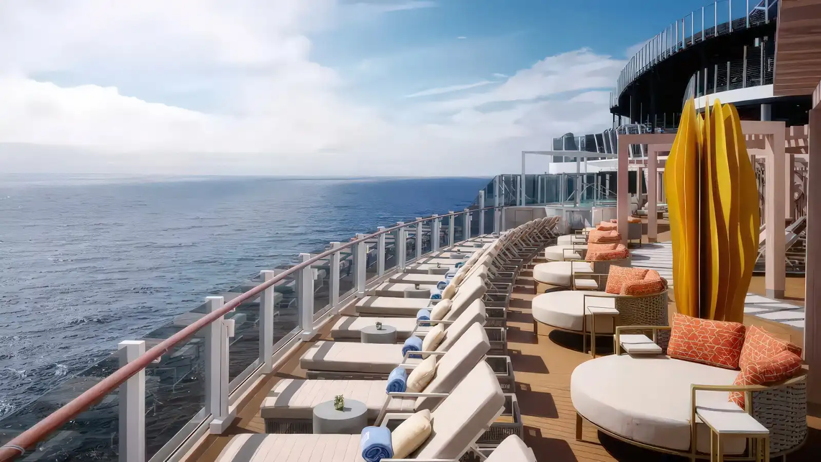 A sprawling top deck aboard a Norwegian ship