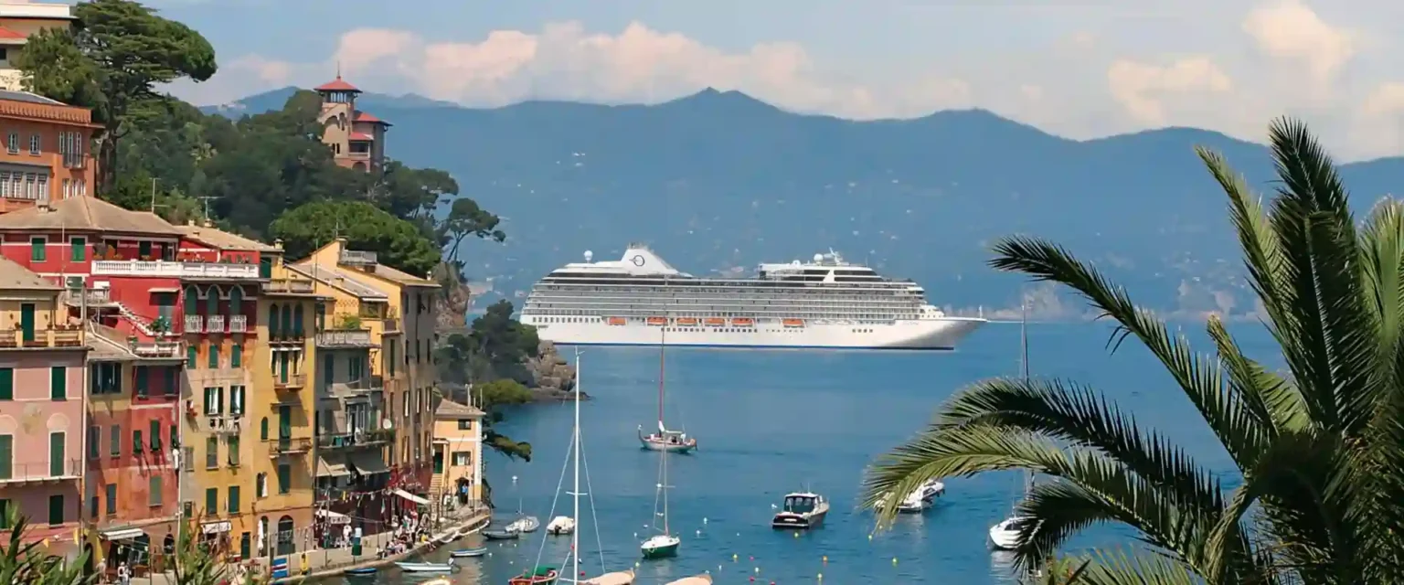 An Oceania premium cruise ship at sea