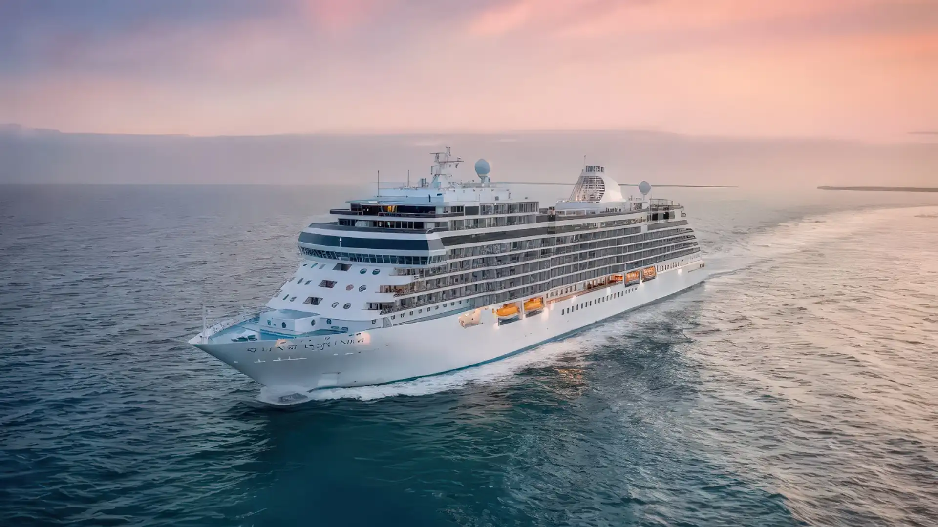 A Regent Seven Seas luxury ship at sea