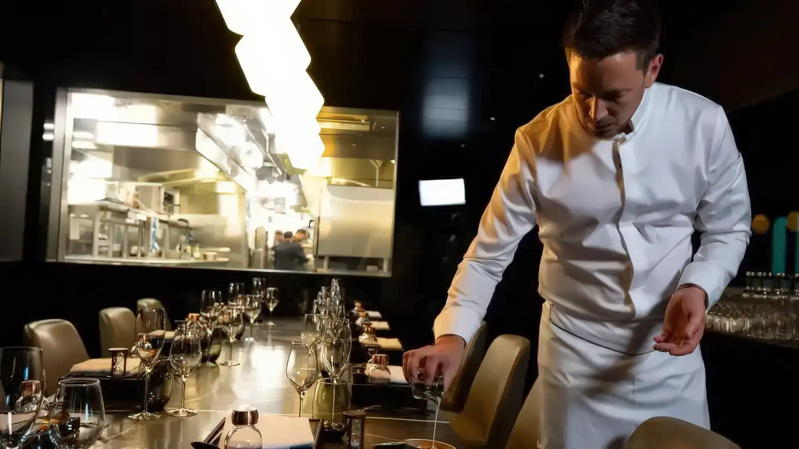 An elegantly set dining venue aboard Scenic Eclipse