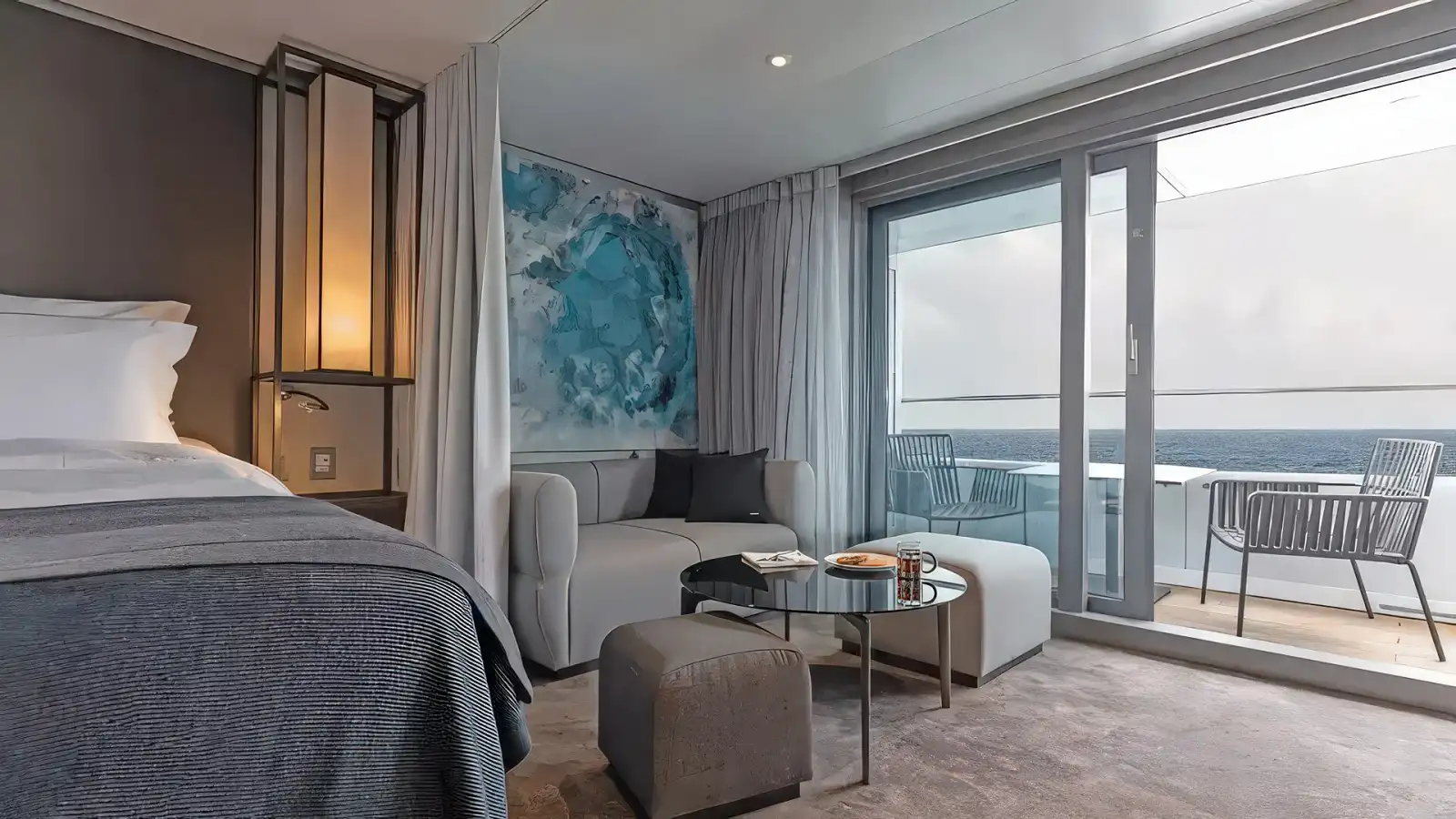 A Scenic Eclipse suite with a private verandah and separate lounge