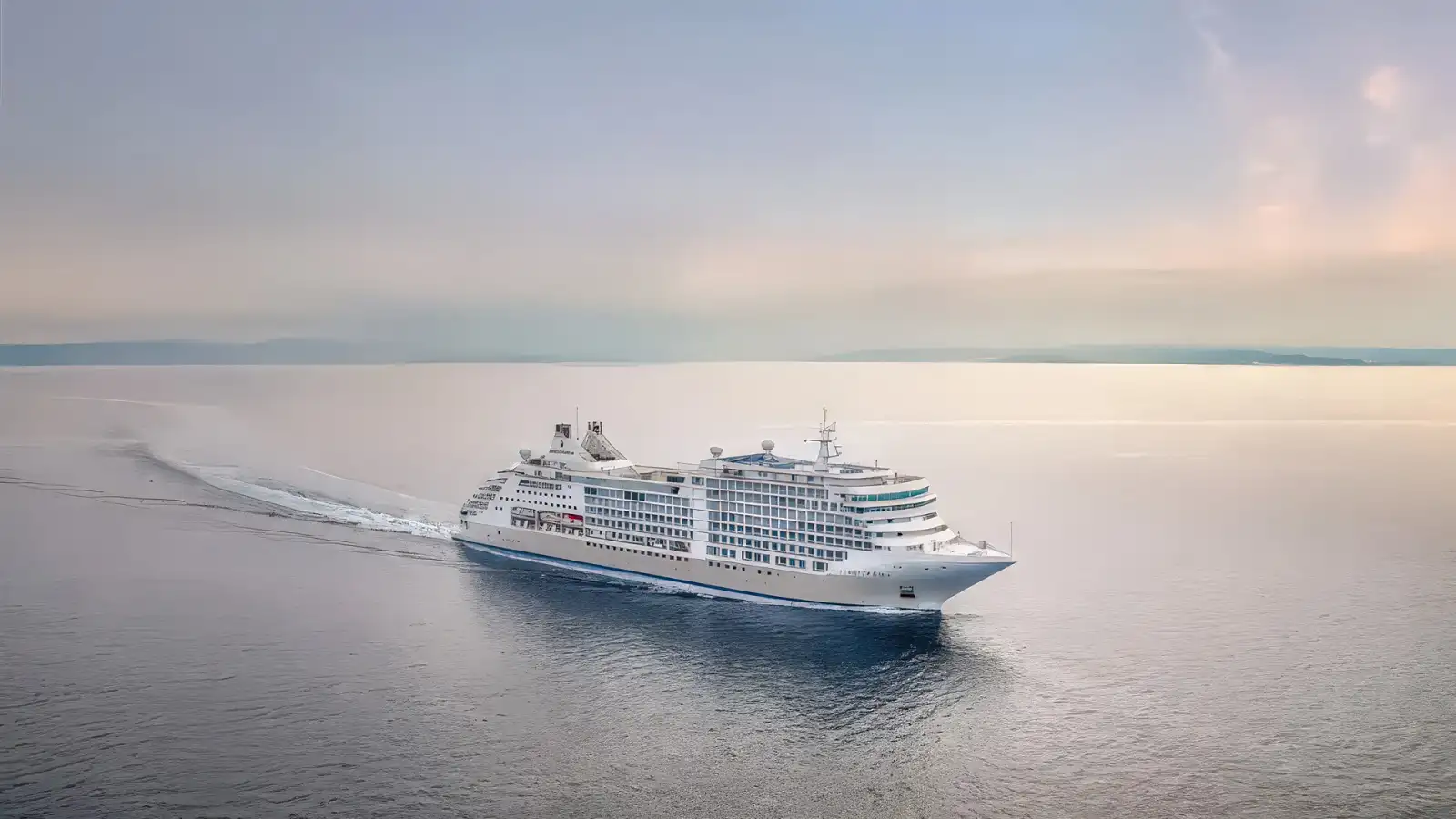 A Silversea luxury ship at sea